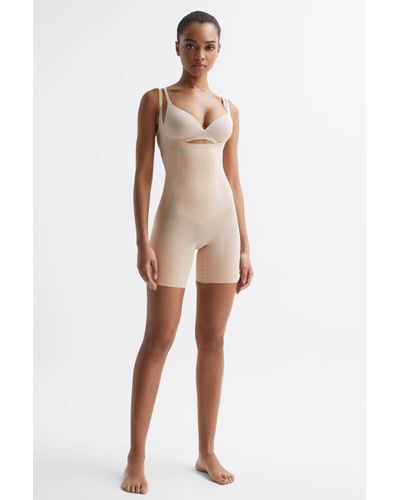 Spanx Nude Shapewear Open-bust Mid-thigh Bodysuit, L - Natural