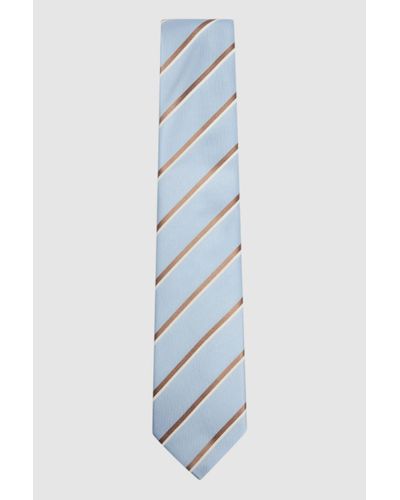 Reiss Tarifa Tie - Soft Blue Silk Blend Stripe