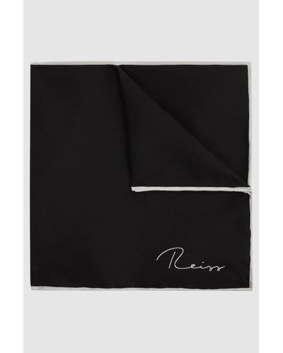 Reiss Ceremony - Black Plain Silk Pocket Square, One