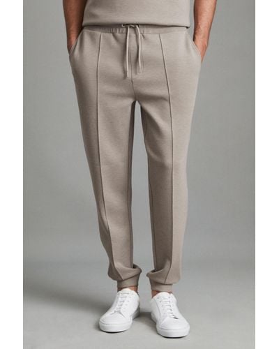 Reiss Premier - Taupe Drawstring Loungewear Joggers, M - Grey