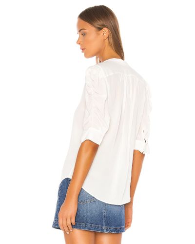 frame shirred sleeve denim shirt
