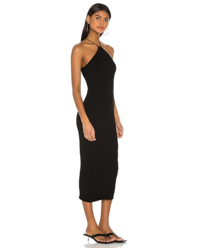 Enza Costa Silk Rib Halter Midi Dress in Black - Lyst