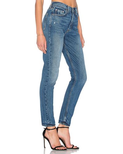 GRLFRND Karolina High Rise Skinny Jeans Hold Up Black Frayed Women 28 6 NEW $228