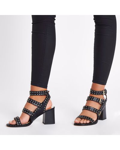 studded strappy block heels