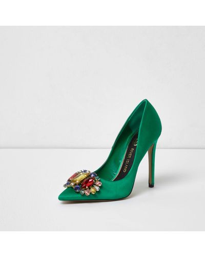 green jeweled heels