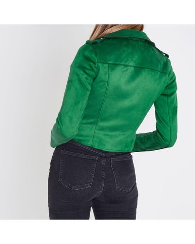 river island green leather jacket
