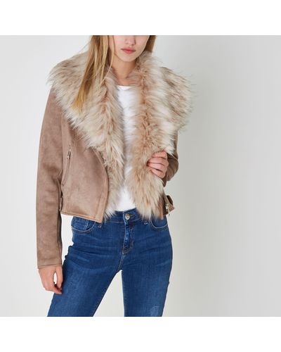 suede faux fur jacket