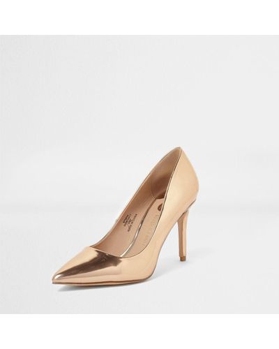 rose gold mid heel shoes