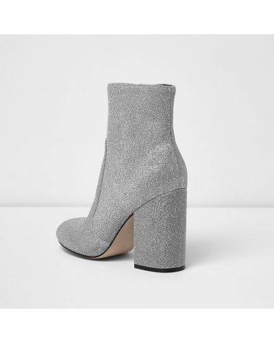silver glitter sock boots