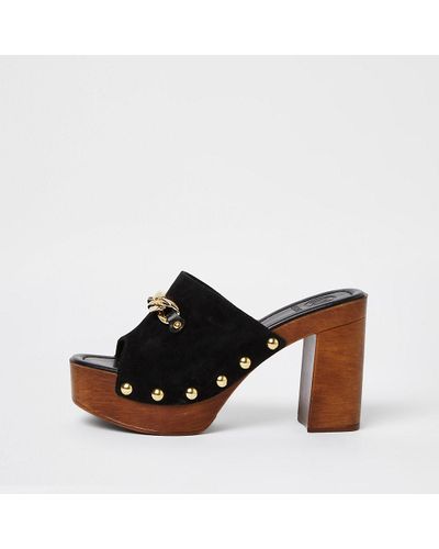 river island silver mules