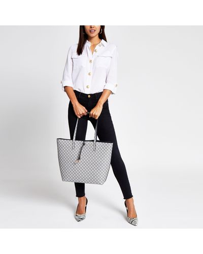 grey ri monogram tote bolsa