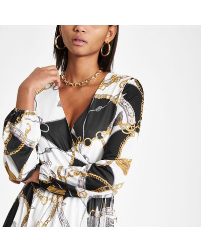 white chain print dress
