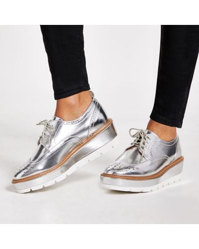 Silver lace up brogues Clearance
