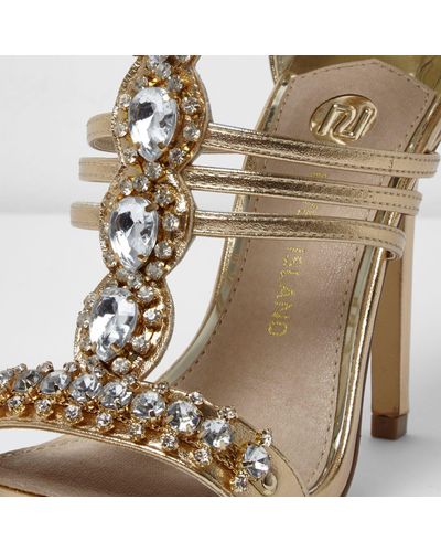 gold flat sandals river island