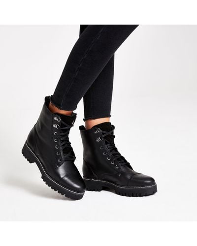 river island black lace up boots