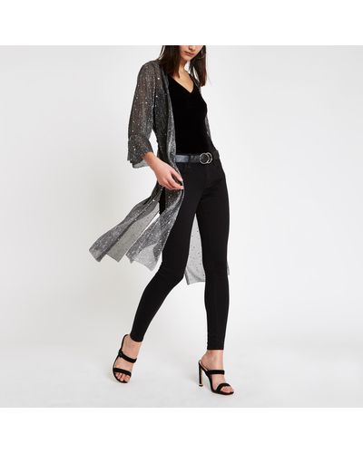 black sequin duster coat
