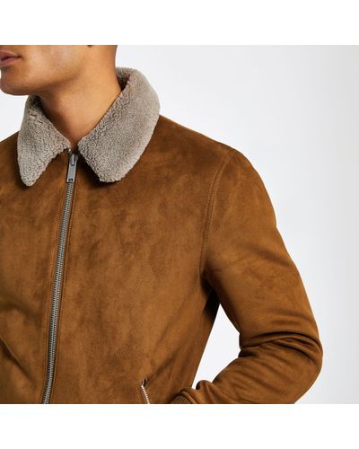 suede borg collar jacket