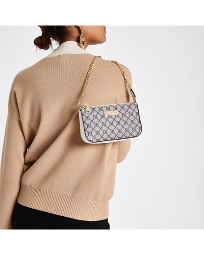 brown monogram cross body bolsa river island
