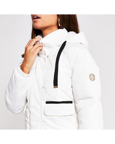 cream faux fur padded jacket