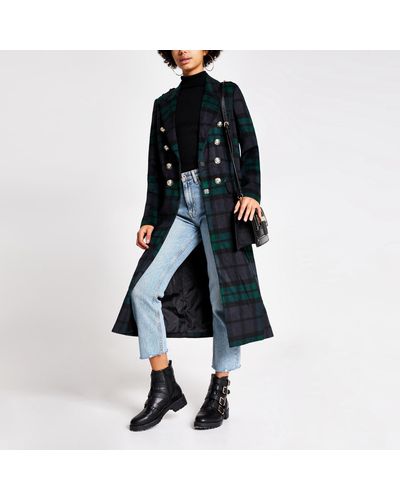 checkered longline coat