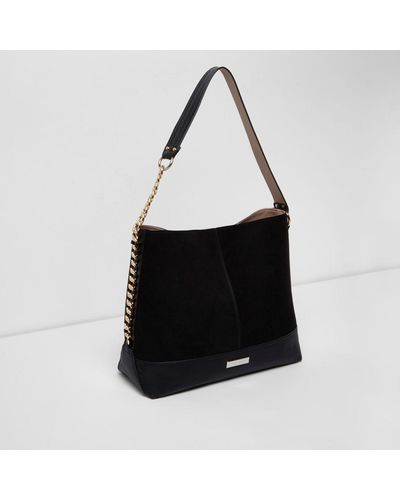 River Island Black Chain Side Slouch Bag - Lyst
