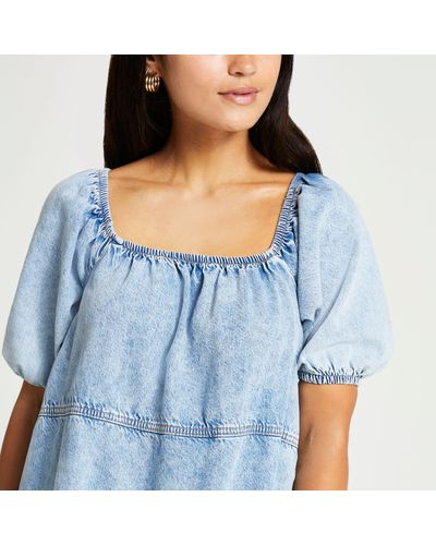 River Island Petite Blue Denim Smock 