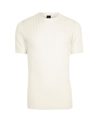 River Island Synthetic White Chunky Ribbed Muscle Fit T-shirt for Men ...