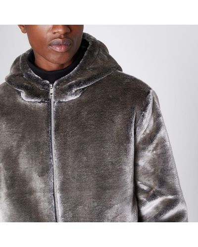 grey fur hoodie