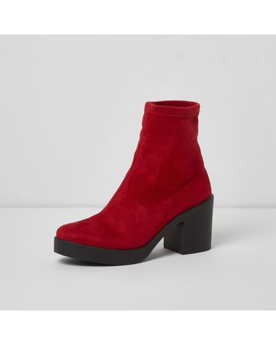 red chunky boots