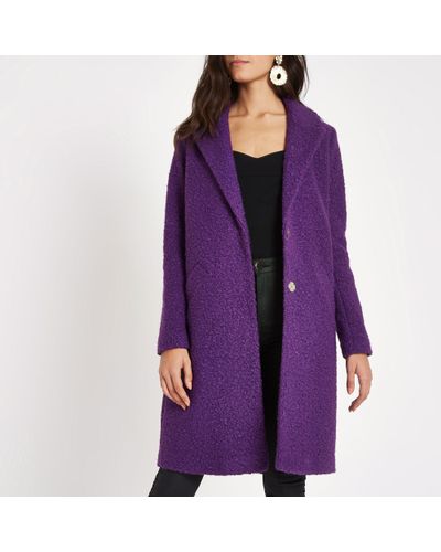 purple boucle coat