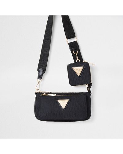 River Island Black Buckle Side Cross Body Bag 2024 favors