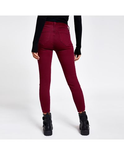 Dark Red Corduroy Molly jeggings | Lyst 