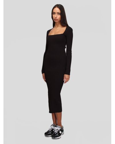 Ganni Melange Knit Dress in Brown,Black (Black) - Lyst