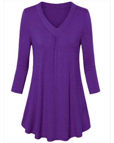 Rosegal Plus Size Basic Tunic T Shirt in Purple - Lyst