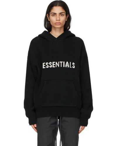 Fear Of God (sale) Essentials Knit Hoodie in Black | Lyst