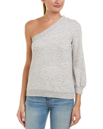 Splendid Cotton One-shoulder Sweatshirt in Grey (Gray) - Lyst