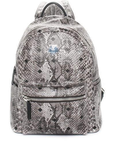 grey mcm backpack