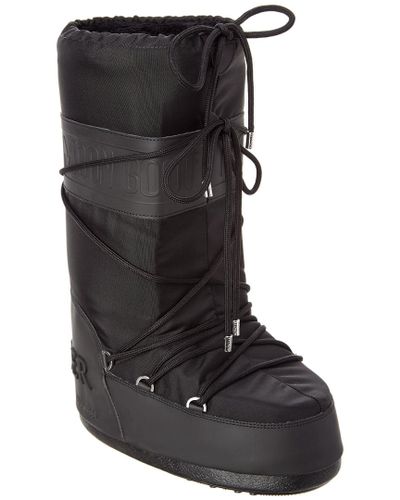 Moncler Leather X Moon Boot in Black | Lyst Canada