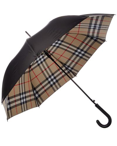 Kostbar Et hundrede år Scully Burberry Leather Regent Walking Umbrella in Black - Lyst