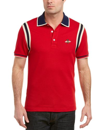 Gucci Bee Polo Shirt in Red for Men - Lyst