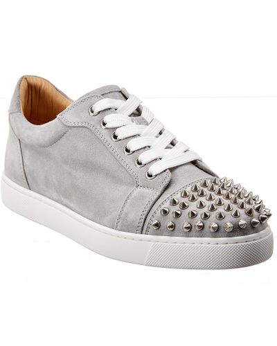 Christian Louboutin Vieira Spike Suede Sneaker in Grey (Grey) - Lyst