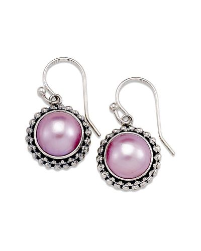 metallic pearl earrings