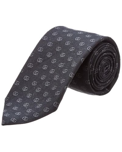 Gucci Black Gg Silk Tie for Men - Lyst