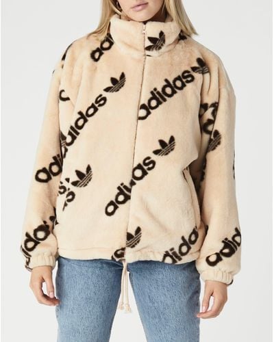 adidas Logomania Fur Jacket in Natural 