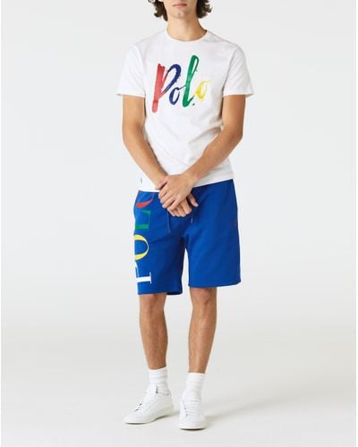 Polo Ralph Lauren Polo Logo Double Knit Shorts in Blue for Men | Lyst