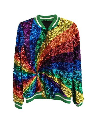 multi color sequin bomber jacket