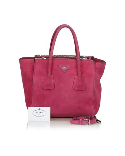 pink suede tote bag