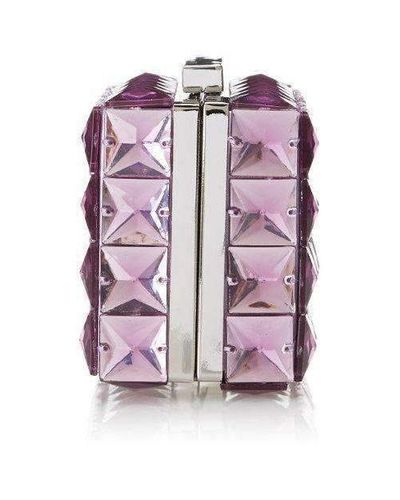 BCBGMAXAZRIA Bcbg Maxazria Lulu Square Purple Crystal Clutch Bag - Lyst