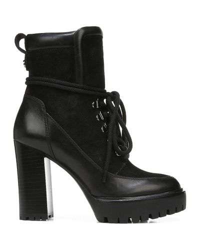 Veronica Beard Hasia Leather Platform Booties in Black - Lyst