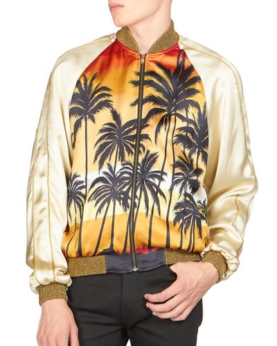 Saint Laurent Synthetic Palm Print Bomber Jacket for Men | Lyst